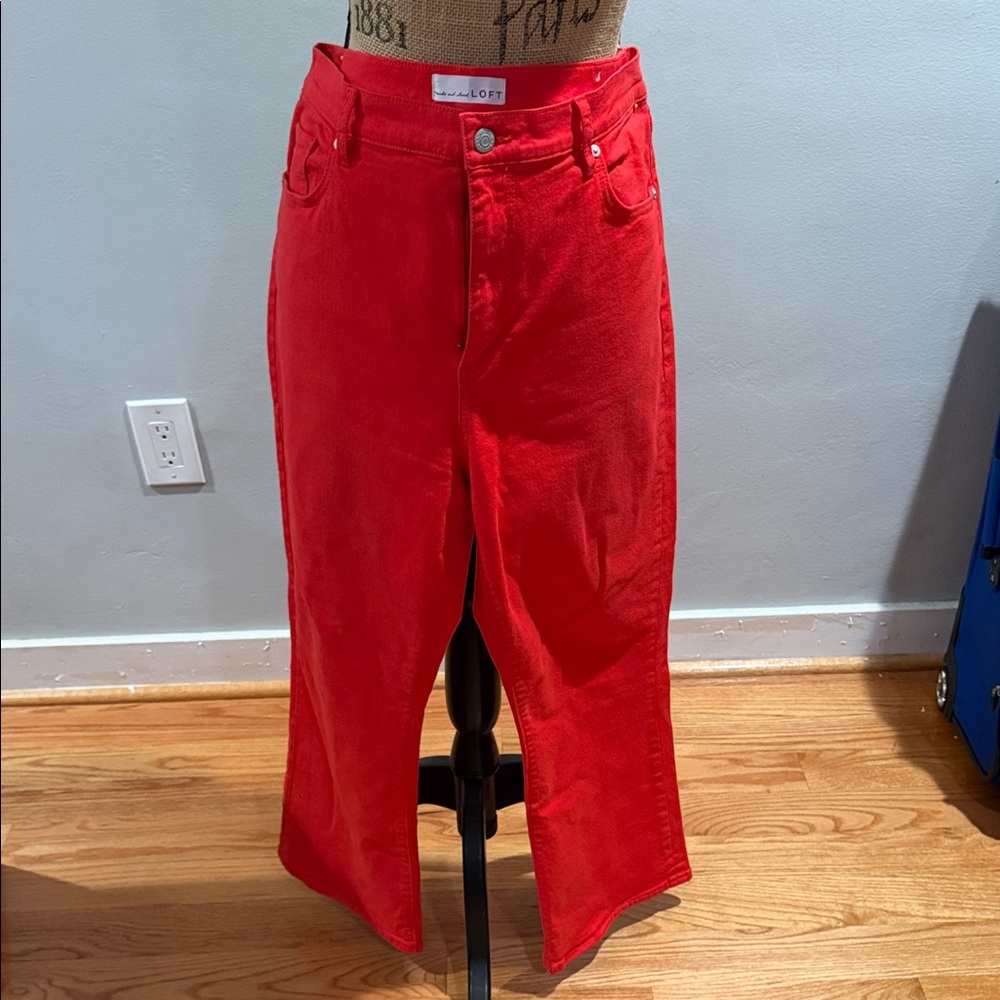 LOFT Vibrant Red Straight Leg Jeans